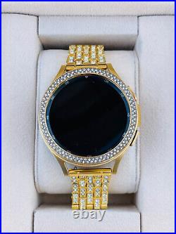 Custom 24k Gold Plated 46mm Samsung Galaxy Watch 4 Gold Diamond R And Sport Band