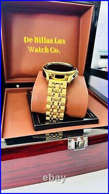 Custom 24k Gold Plated 46mm Samsung Galaxy Watch 4 POLISHED Gold Bezel Gray Band