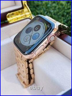 Custom Rose Gold Plated 45MM Apple Watch, SERIES 7 Stainless Steel