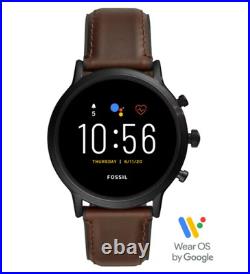 Fossil Gen 5 Carlyle Ftw4026 Touchscreen Smartwatch Brown Strap 44mm Wear Os Nib