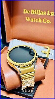 Samsung Galaxy Watch 6 47mm Custom 24k Gold And Black With A Luxury Gold Band